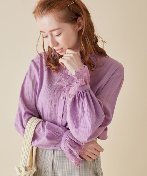 MADEMOISELLE ROPE'(マドモアゼル ロペ)の「袖レースエアリーブラウス(シャツ/ブラウス・レディース・ブラック/ホワイト/パープル系その他2・38)」の17枚目の写真