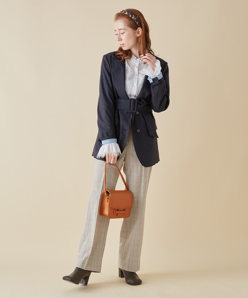 MADEMOISELLE ROPE'(マドモアゼル ロペ)の「袖レースエアリーブラウス(シャツ/ブラウス・レディース・ブラック/ホワイト/パープル系その他2・38)」の6枚目の写真