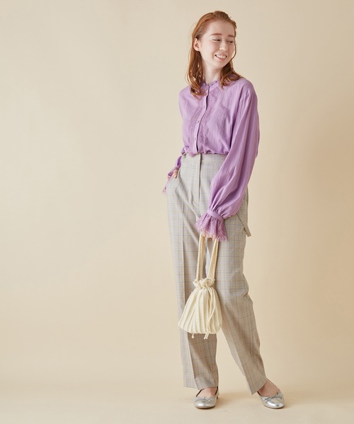 MADEMOISELLE ROPE'(マドモアゼル ロペ)の「袖レースエアリーブラウス(シャツ/ブラウス・レディース・ブラック/ホワイト/パープル系その他2・38)」の14枚目の写真