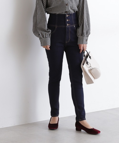 FREE'S MART（フリーズマート）の「【Sシリーズ対応】◇ハイウエストボタンフライスキニーデニムパンツ（デニムパンツ・レディース・ブラック系その他/ワンウォッシュ/ライトインディゴブルー・SMALL/X-SMALL/MEDIUM）」の3枚目の写真