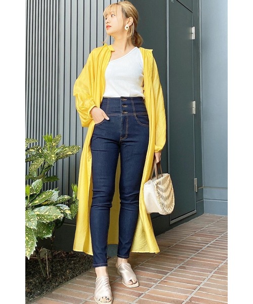 FREE'S MART（フリーズマート）の「【Sシリーズ対応】◇ハイウエストボタンフライスキニーデニムパンツ（デニムパンツ・レディース・ブラック系その他/ワンウォッシュ/ライトインディゴブルー・SMALL/X-SMALL/MEDIUM）」の6枚目の写真