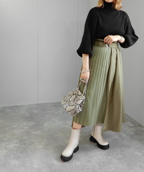 minia（ミニア）の「トラックソールミドルブーツ　◆（ブーツ・レディース・ブラック/ダークブラウン/アイボリー・LL/S/M/L）」の14枚目の写真