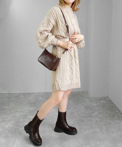 minia（ミニア）の「トラックソールミドルブーツ　◆（ブーツ・レディース・ブラック/ダークブラウン/アイボリー・LL/S/M/L）」の11枚目の写真