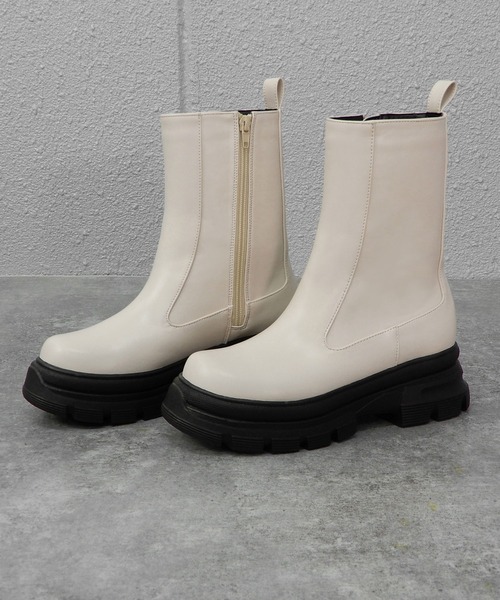 minia（ミニア）の「トラックソールミドルブーツ　◆（ブーツ・レディース・ブラック/ダークブラウン/アイボリー・LL/S/M/L）」の18枚目の写真