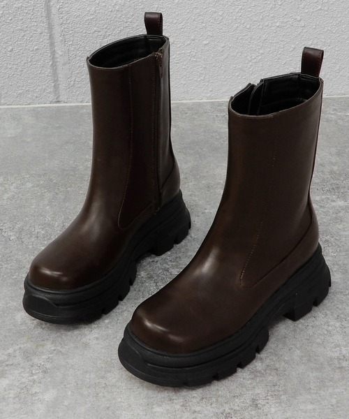 minia（ミニア）の「トラックソールミドルブーツ　◆（ブーツ・レディース・ブラック/ダークブラウン/アイボリー・LL/S/M/L）」の8枚目の写真