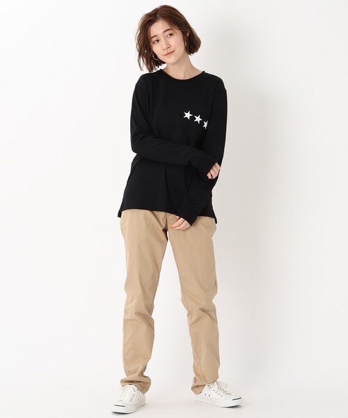 BASECONTROL（ベースコントロール）の「◆吸水速乾 ポケットスタープリント 長袖Tシャツ（Tシャツ/カットソー・レディース・ライトブルー/ブラック/ネイビー/アイボリー/ピンク系・01/02/03）」の14枚目の写真