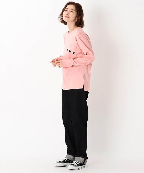 BASECONTROL（ベースコントロール）の「◆吸水速乾 ポケットスタープリント 長袖Tシャツ（Tシャツ/カットソー・レディース・ライトブルー/ブラック/ネイビー/アイボリー/ピンク系・01/02/03）」の10枚目の写真