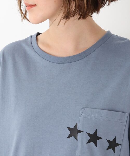 BASECONTROL（ベースコントロール）の「◆吸水速乾 ポケットスタープリント 長袖Tシャツ（Tシャツ/カットソー・レディース・ライトブルー/ブラック/ネイビー/アイボリー/ピンク系・01/02/03）」の17枚目の写真