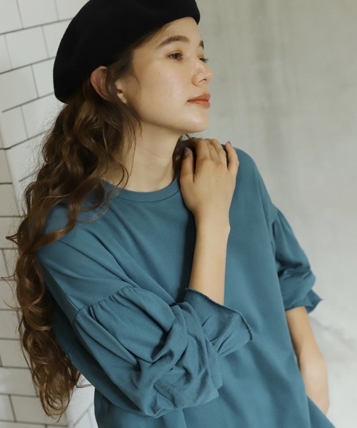 coco♡ຼ☺︎ページ　袖フル　36 セール】[WEB限定]袖ギャザータックプルオーバー（Tシャツ