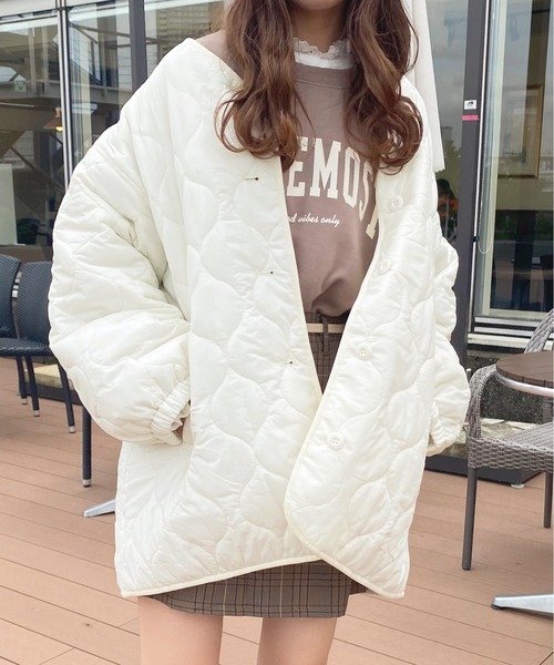 apres jour（アプレジュール）の「袖ボリュームキルティングブルゾン【ZOZOTOWN限定アイテム】（ブルゾン・レディース・モカ/アイボリー/ライトベージュ・X-LARGE/フリー）」の4枚目の写真