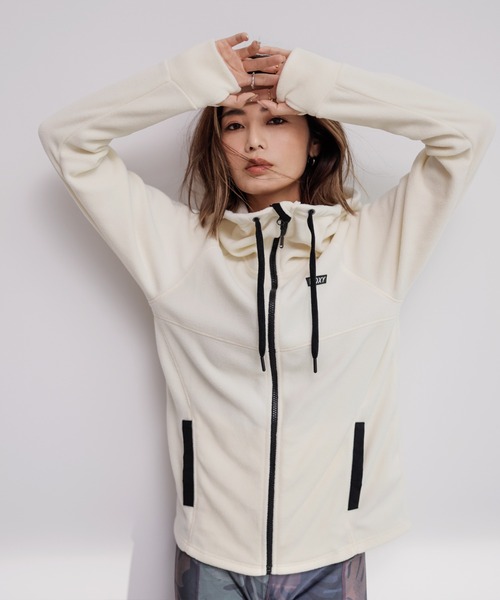 ROXY(ロキシー)の「WARM GIRL/ロキシーハイネックフリースジップアップパーカー(パーカー・レディース・ピンク/チャコールグレー/ホワイト・MEDIUM/LARGE/SMALL)」の4枚目の写真