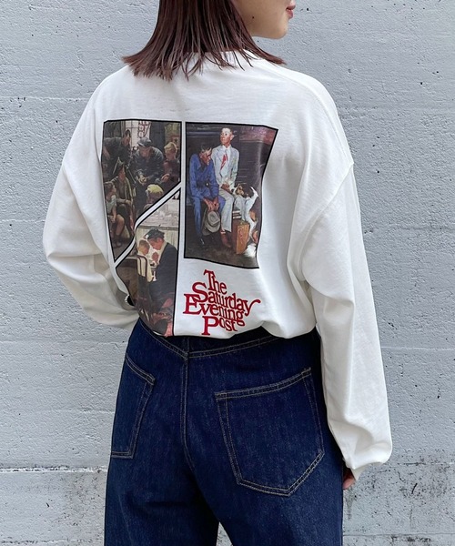 PAGEBOY(ページボーイ)の「【THE SATURDAY EVENING POST】ビンテージロンT(Tシャツ/カットソー・レディース・ホワイト/オレンジ・FREE)」の1枚目の写真