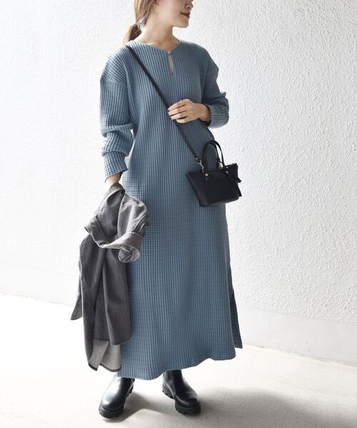 SHIPS（シップス）の「【WEB限定】2WAYビッグワッフルワンピース