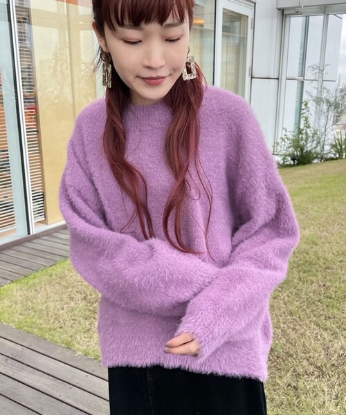 THE SHOP TK （ザ ショップ ティーケー ）の「◆シャギーニット（ニット/セーター・レディース・チャコールグレー/サンドベージュ/パープル系4・12/13/14）」の3枚目の写真