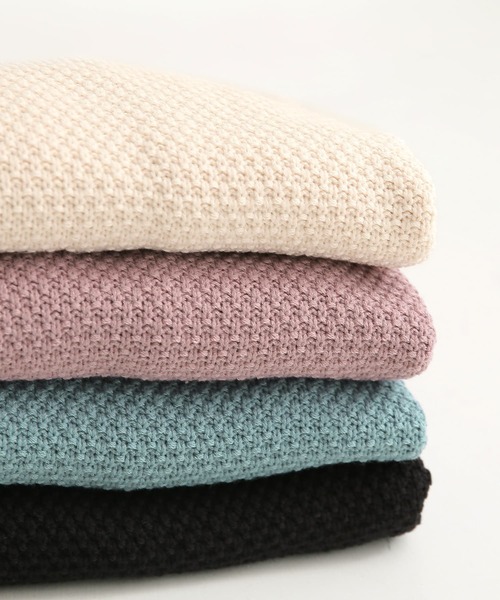 osharewalker（オシャレウォーカー）の「『鹿の子編みハイネックニット』（ニット/セーター・レディース・ブラック/アイボリー/ミント/ラベンダー/イエロー・FREE）」の11枚目の写真