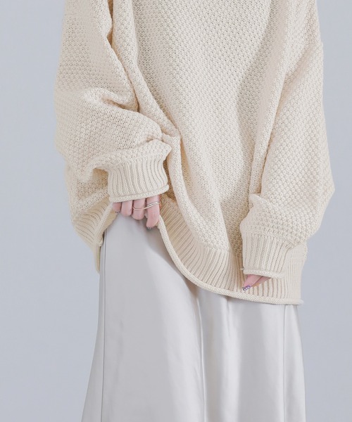 osharewalker（オシャレウォーカー）の「『鹿の子編みハイネックニット』（ニット/セーター・レディース・ブラック/アイボリー/ミント/ラベンダー/イエロー・FREE）」の15枚目の写真