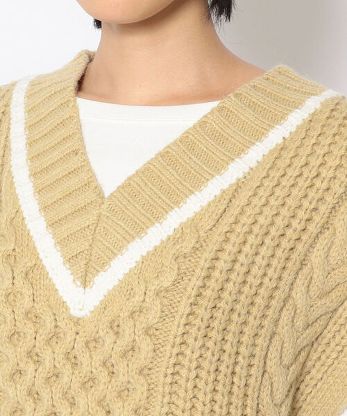 EACH.（イーチ）の「EACH (イーチ) LOW-GAUGE CABLE KNIT VEST（ニット/セーター・レディース・ベージュ/ブラウン/ピンク・FREE）」の10枚目の写真