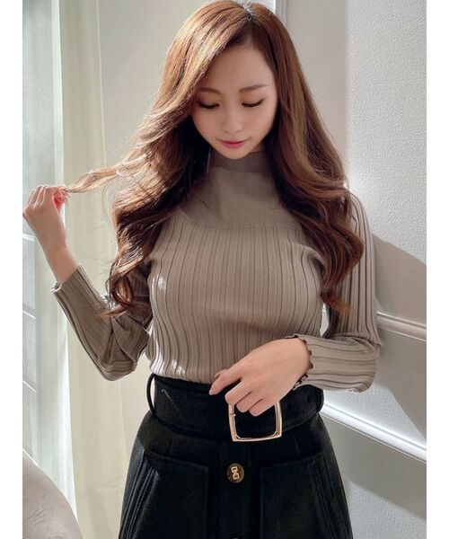 RESEXXY（リゼクシー）の「リブハイネックニットトップス（ニット/セーター・レディース・ホワイト/ブラック/オレンジ/モカ・FREE）」の10枚目の写真