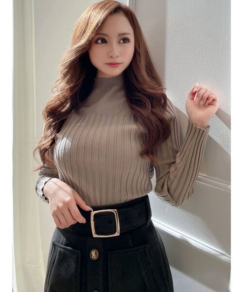 RESEXXY（リゼクシー）の「リブハイネックニットトップス（ニット/セーター・レディース・ホワイト/ブラック/オレンジ/モカ・FREE）」の11枚目の写真