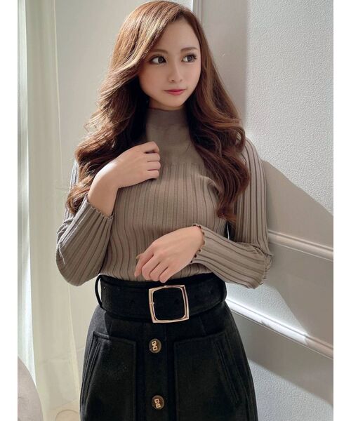 RESEXXY（リゼクシー）の「リブハイネックニットトップス（ニット/セーター・レディース・ホワイト/ブラック/オレンジ/モカ・FREE）」の12枚目の写真