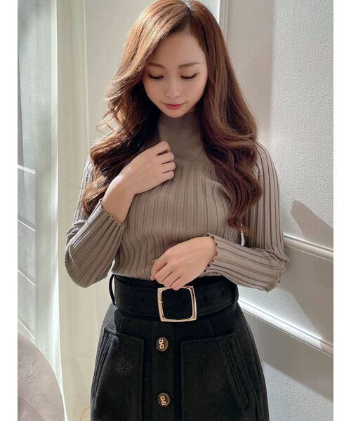 RESEXXY（リゼクシー）の「リブハイネックニットトップス（ニット/セーター・レディース・ホワイト/ブラック/オレンジ/モカ・FREE）」の13枚目の写真