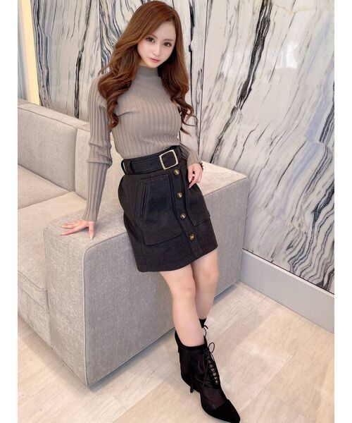 RESEXXY（リゼクシー）の「リブハイネックニットトップス（ニット/セーター・レディース・ホワイト/ブラック/オレンジ/モカ・FREE）」の15枚目の写真