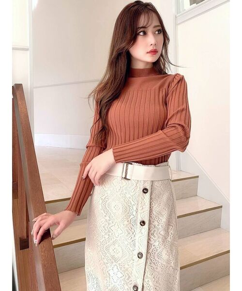 RESEXXY（リゼクシー）の「リブハイネックニットトップス（ニット/セーター・レディース・ホワイト/ブラック/オレンジ/モカ・FREE）」の16枚目の写真