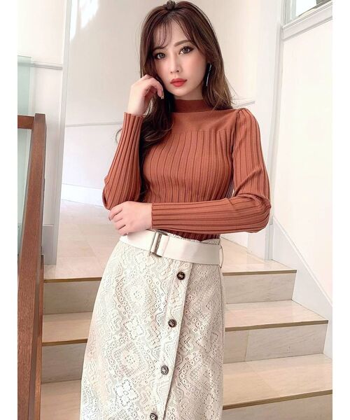 RESEXXY（リゼクシー）の「リブハイネックニットトップス（ニット/セーター・レディース・ホワイト/ブラック/オレンジ/モカ・FREE）」の19枚目の写真