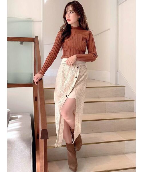 RESEXXY（リゼクシー）の「リブハイネックニットトップス（ニット/セーター・レディース・ホワイト/ブラック/オレンジ/モカ・FREE）」の20枚目の写真