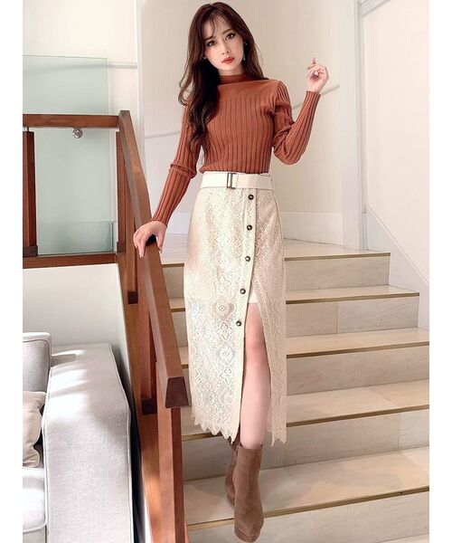 RESEXXY（リゼクシー）の「リブハイネックニットトップス（ニット/セーター・レディース・ホワイト/ブラック/オレンジ/モカ・FREE）」の21枚目の写真