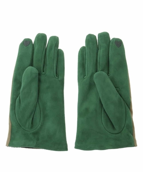 Jocomomola（ホコモモラ）の「【スマホ対応】鳥コラージュグローブ（手袋・レディース・ネイビー/マスタード・40）」の4枚目の写真