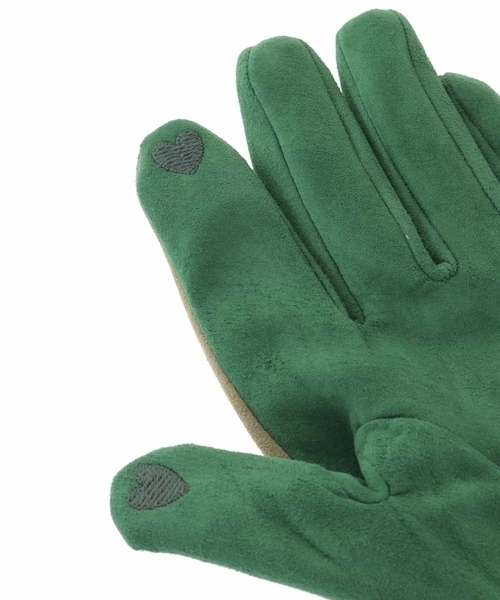 Jocomomola（ホコモモラ）の「【スマホ対応】鳥コラージュグローブ（手袋・レディース・ネイビー/マスタード・40）」の9枚目の写真