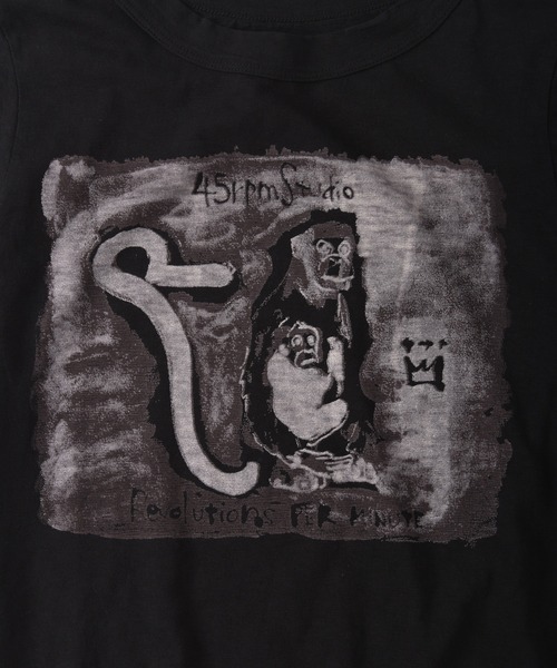 45R（フォーティファイブアール）の「山ものがたりのプリントTシャツ（サル）（Tシャツ/カットソー・レディース・ホワイト・SMALL/LARGE）」の4枚目の写真