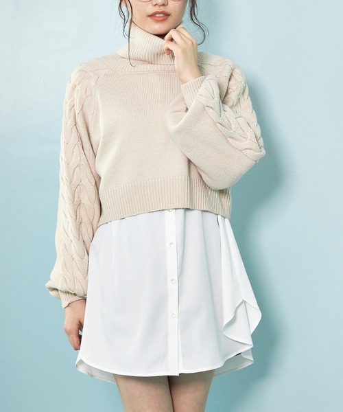 OLIVE des OLIVE（オリーブデオリーブ）の「タートルニット&チュニックset（Tシャツ/カットソー・レディース・ベージュ/オフホワイト/ミント・FREE）」の15枚目の写真