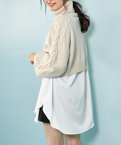 OLIVE des OLIVE（オリーブデオリーブ）の「タートルニット&チュニックset（Tシャツ/カットソー・レディース・ベージュ/オフホワイト/ミント・FREE）」の11枚目の写真