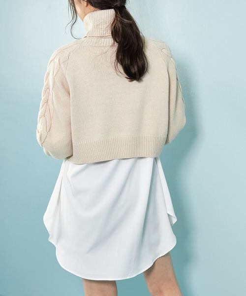 OLIVE des OLIVE（オリーブデオリーブ）の「タートルニット&チュニックset（Tシャツ/カットソー・レディース・ベージュ/オフホワイト/ミント・FREE）」の8枚目の写真