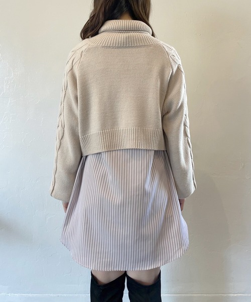 OLIVE des OLIVE（オリーブデオリーブ）の「タートルニット&チュニックset（Tシャツ/カットソー・レディース・ベージュ/オフホワイト/ミント・FREE）」の6枚目の写真