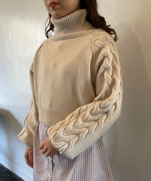 OLIVE des OLIVE（オリーブデオリーブ）の「タートルニット&チュニックset（Tシャツ/カットソー・レディース・ベージュ/オフホワイト/ミント・FREE）」の13枚目の写真