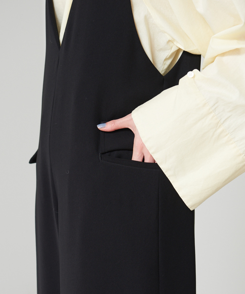 qualite（カリテ）の「トリコチンワイドサロペット（サロペット/オーバーオール・レディース・ブラック・38/34）」の12枚目の写真