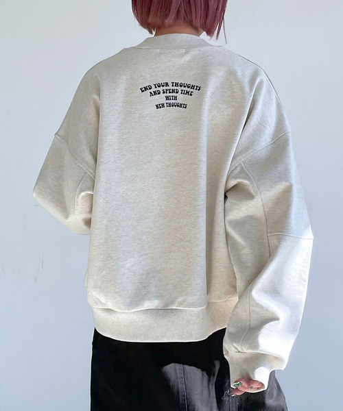 PAGEBOY（ページボーイ）の「サンドフォトウラケプルオーバー（スウェット・レディース・ピンク/オートミール/チャコールグレー・FREE）」の7枚目の写真