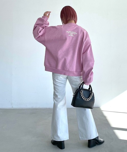 PAGEBOY（ページボーイ）の「サンドフォトウラケプルオーバー（スウェット・レディース・ピンク/オートミール/チャコールグレー・FREE）」の11枚目の写真