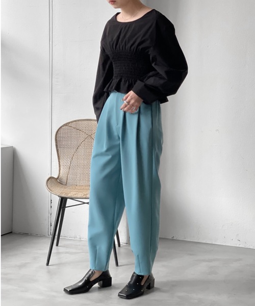 Solace（ソレイス）の「ウエストベルトグルカタックパンツ（スラックス・レディース・ブラック/ブルー・FREE）」の4枚目の写真