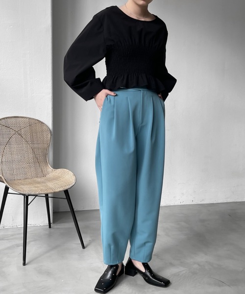 Solace（ソレイス）の「ウエストベルトグルカタックパンツ（スラックス・レディース・ブラック/ブルー・FREE）」の6枚目の写真