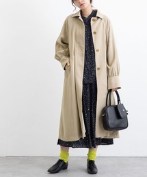 ポリエステルソフトギャバぷっくり袖コート