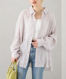シフォンクレ-プボリュームスリーブシャツ