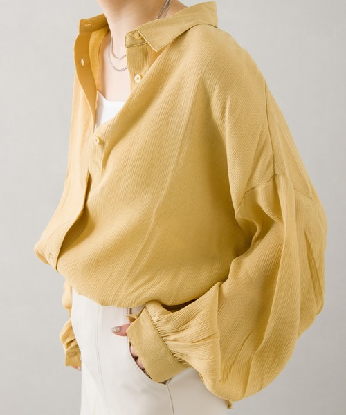 SpRay(スプレイ)の「シフォンクレ-プボリュームスリーブシャツ(シャツ/ブラウス・レディース・ライトグレー/ブラック/イエロー/オレンジ/アイボリー・FREE)」の8枚目の写真