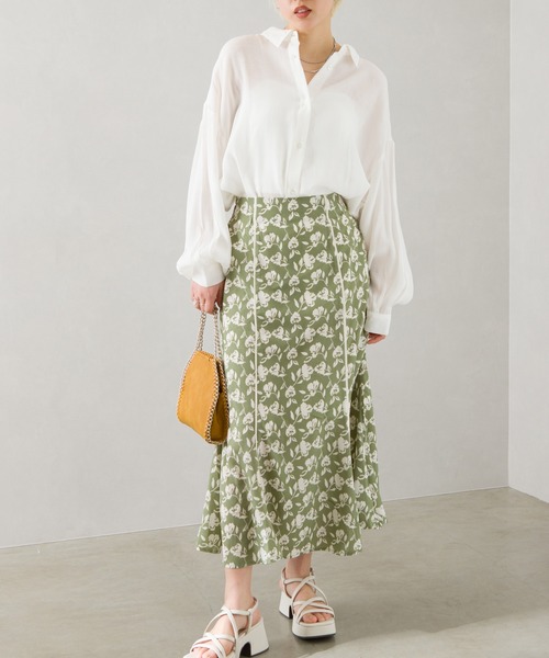 SpRay(スプレイ)の「シフォンクレ-プボリュームスリーブシャツ(シャツ/ブラウス・レディース・ライトグレー/ブラック/イエロー/オレンジ/アイボリー・FREE)」の11枚目の写真