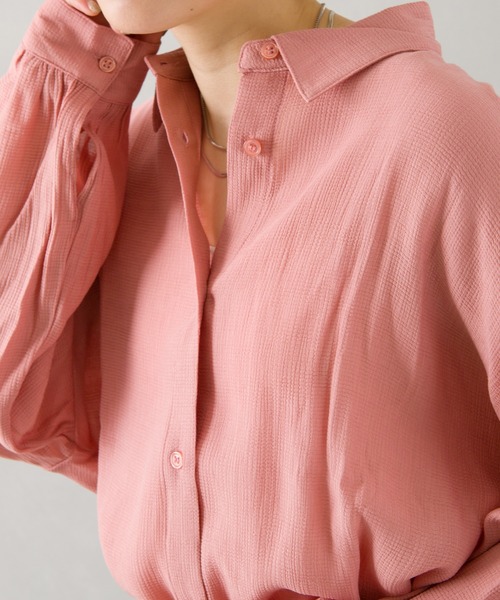 SpRay(スプレイ)の「シフォンクレ-プボリュームスリーブシャツ(シャツ/ブラウス・レディース・ライトグレー/ブラック/イエロー/オレンジ/アイボリー・FREE)」の14枚目の写真