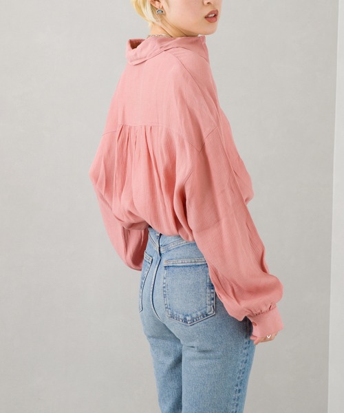 SpRay(スプレイ)の「シフォンクレ-プボリュームスリーブシャツ(シャツ/ブラウス・レディース・ライトグレー/ブラック/イエロー/オレンジ/アイボリー・FREE)」の16枚目の写真