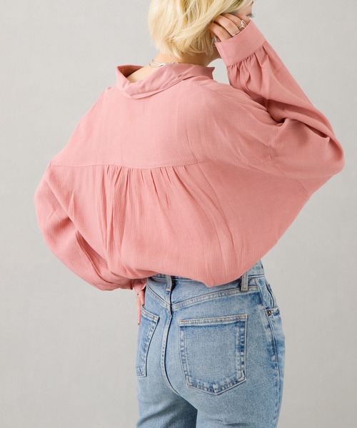 SpRay(スプレイ)の「シフォンクレ-プボリュームスリーブシャツ(シャツ/ブラウス・レディース・ライトグレー/ブラック/イエロー/オレンジ/アイボリー・FREE)」の17枚目の写真